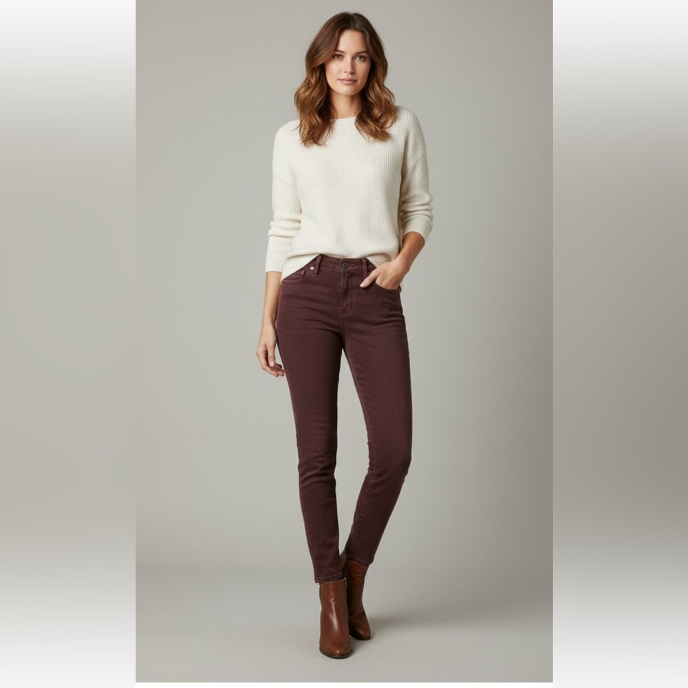 Lila Ryan Skinny Pants Size 30 Brown “Turkish Coffee” Stretch 5-Pocket